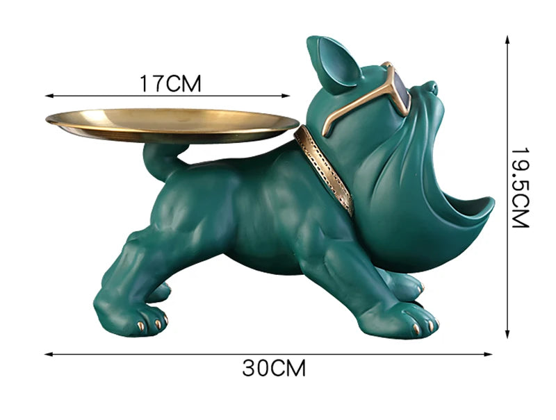 XMGZQ French Bulldog Statue and Figurines,French Bulldog Storage Decoration,Bulldog Bowl with Tray,Key Bowl for Entryway Table,Candy Dish for Office Desk,English Bulldog Tray