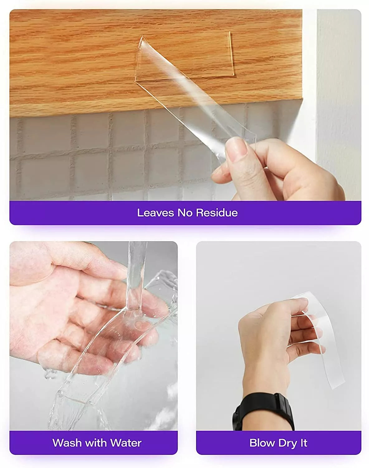 Roll Multi-purpose Double-Sided Nano Tape, Strong Stickiness, No Trace Left After Tearing Off
 Instantly Lock Anything Without Screw Alien Reusable Tape